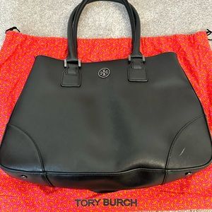 Black Leather Tory Burch Shoulder Bag